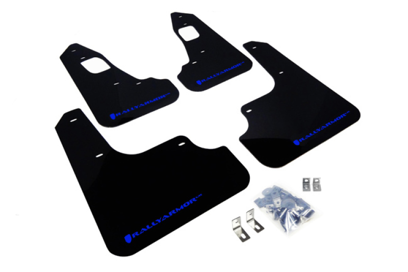 Mitsubishi EVO X Mud Flap Kit - Rally Armor - UR - Black/Blue Logo - `08-`17